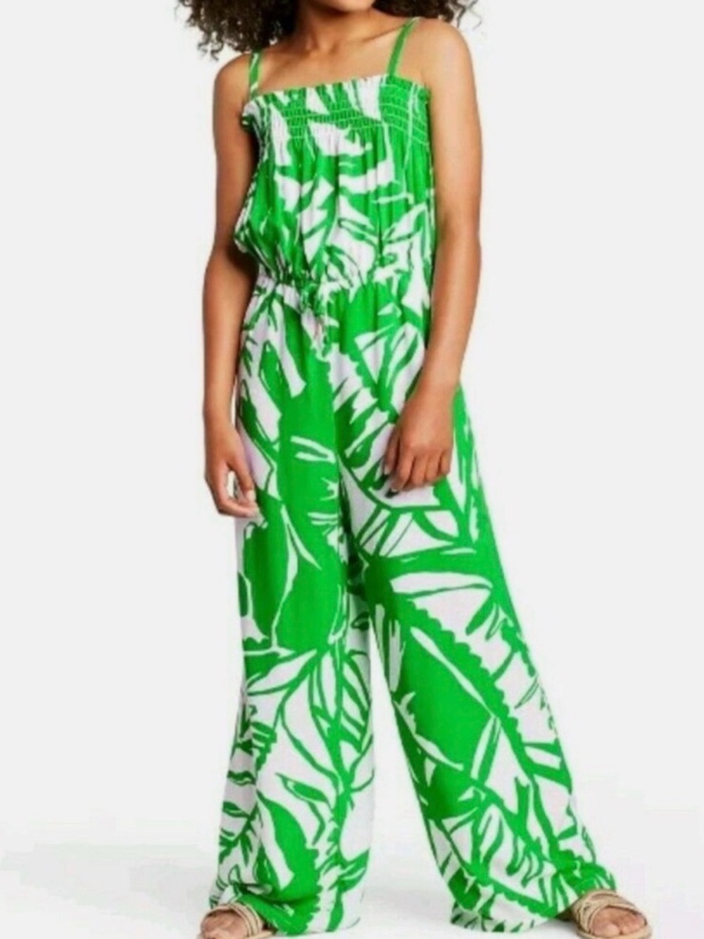 Lilly Pulitzer for Target - Girl’s Green Leaf Wide-Leg Jumpsuit / Romper - Sz XL